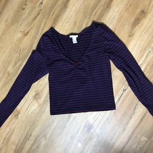 Navy Blue and Maroon Striped Shirt